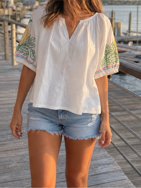 Roller Rabbit Tops - Roller Rabbit Ananas Alianne Top White